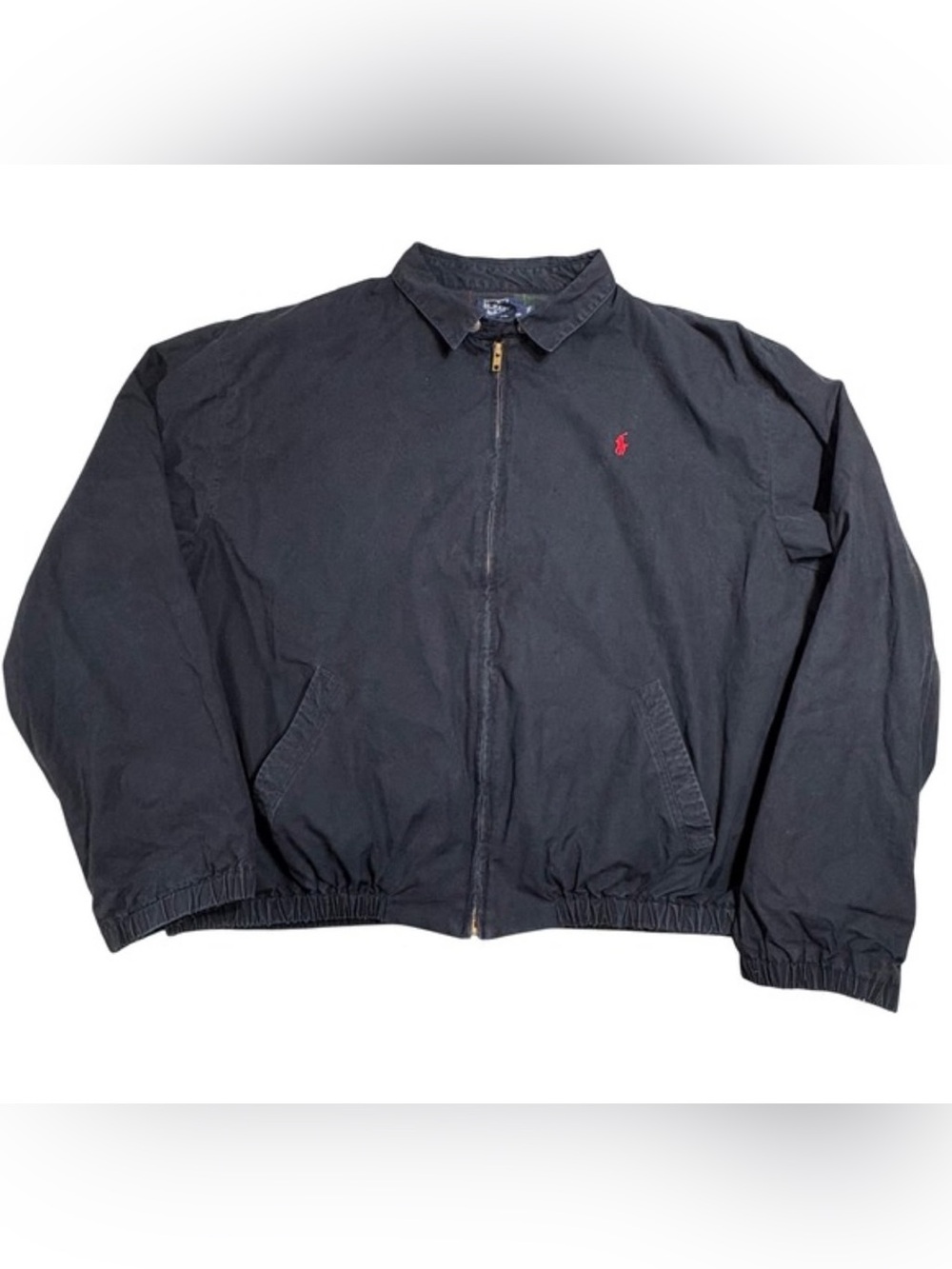 Polo Ralph Lauren Harrington Jacket Mens XXL
Navy Blue Plaid Lined USA Made Vtg
